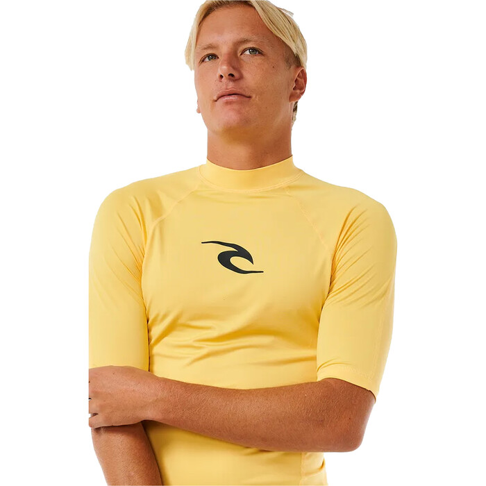 2024 Rip Curl Hombres Waves UPF Performance Chaleco De Lycra De Manga Corta 142MRV - Yellow